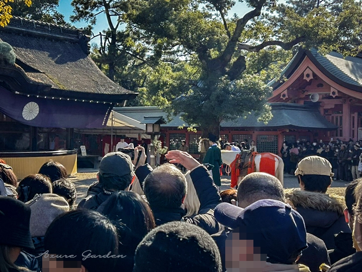 神事の行われた、本殿前の様子。