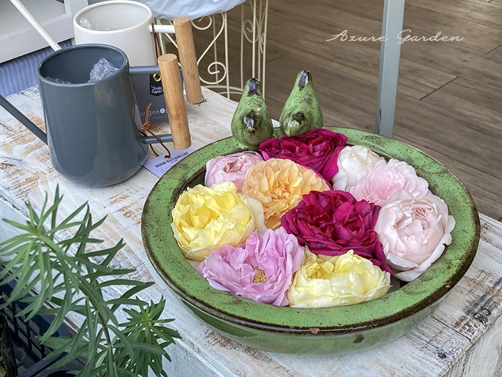 摘み取ったバラの飾り