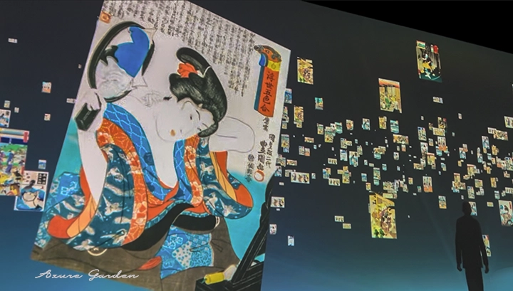 浮世絵をじっと見つめるゴッホのシルエット